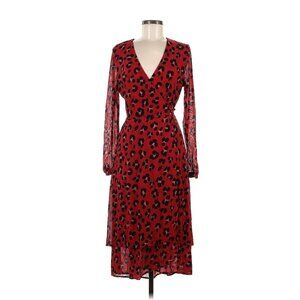 💰BOGO💰New CAbi Red Leopard Print Siren Wrap Dress sz M